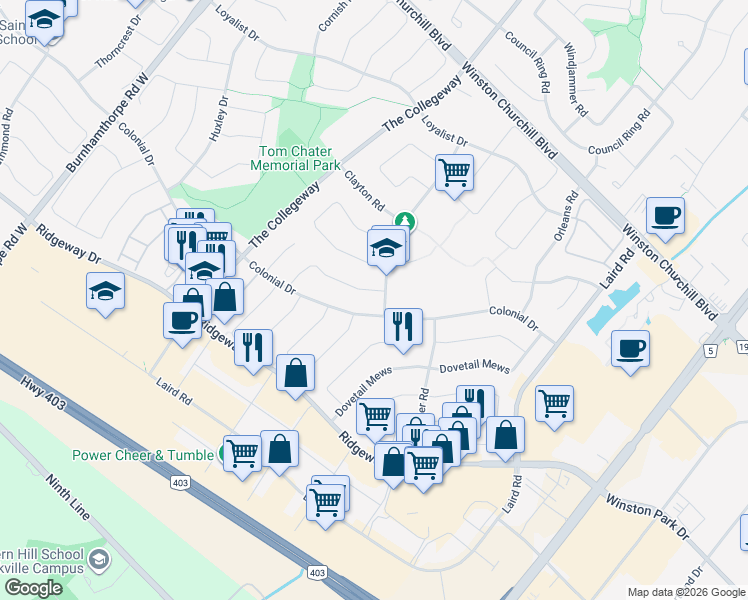 map of restaurants, bars, coffee shops, grocery stores, and more near 3241 Garthwood Road in Mississauga