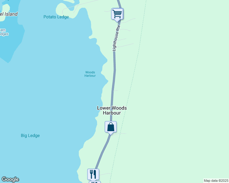 map of restaurants, bars, coffee shops, grocery stores, and more near in Lower Woods Harbour