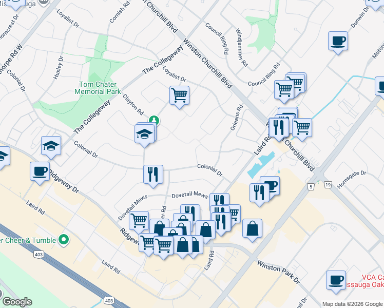 map of restaurants, bars, coffee shops, grocery stores, and more near 3331 Turnstone Crescent in Mississauga