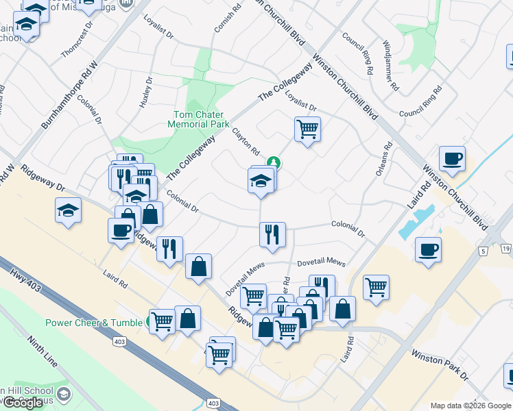 map of restaurants, bars, coffee shops, grocery stores, and more near 3241 Garthwood Road in Mississauga