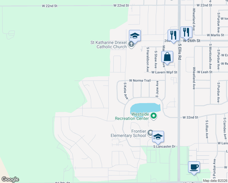 map of restaurants, bars, coffee shops, grocery stores, and more near 9232 West Norma Trail in Sioux Falls