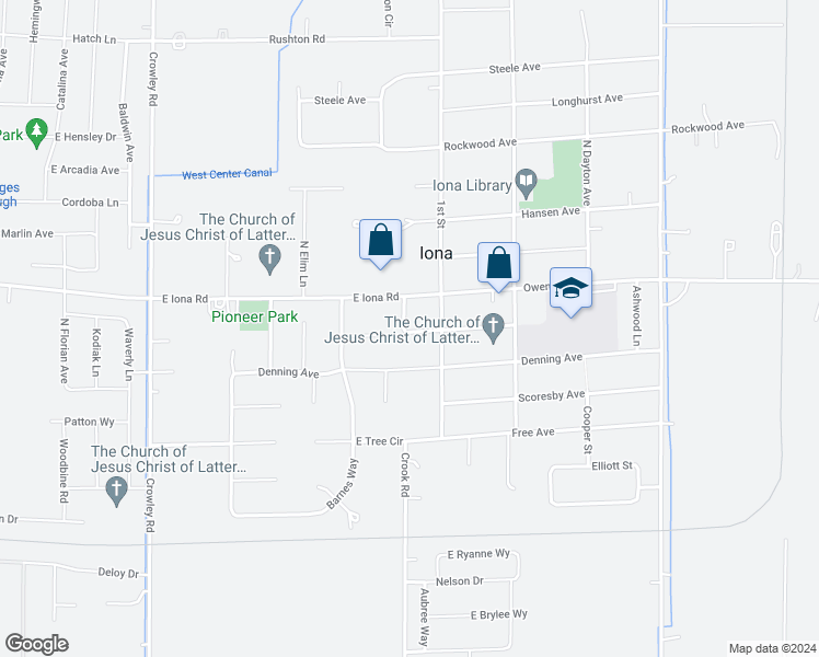 map of restaurants, bars, coffee shops, grocery stores, and more near 5029 Walker Avenue in Iona