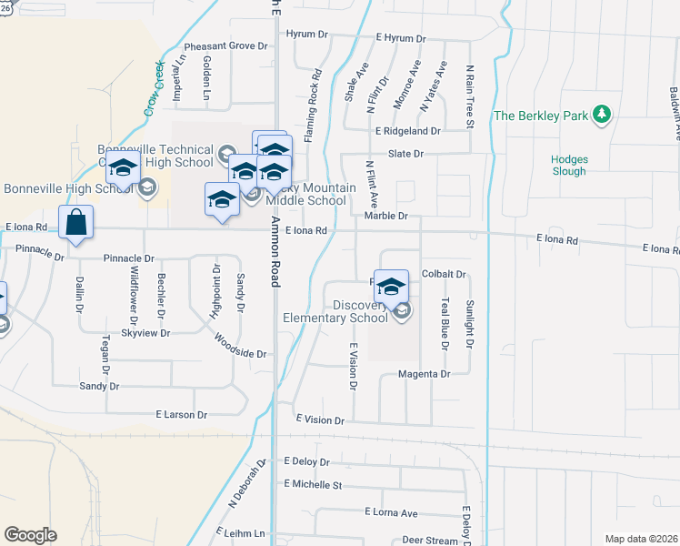 map of restaurants, bars, coffee shops, grocery stores, and more near 3633-3651 Prism Dr in Idaho Falls
