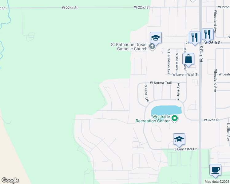 map of restaurants, bars, coffee shops, grocery stores, and more near 9236 West Norma Trail in Sioux Falls