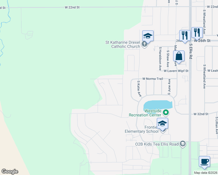 map of restaurants, bars, coffee shops, grocery stores, and more near 9236 West Norma Trail in Sioux Falls