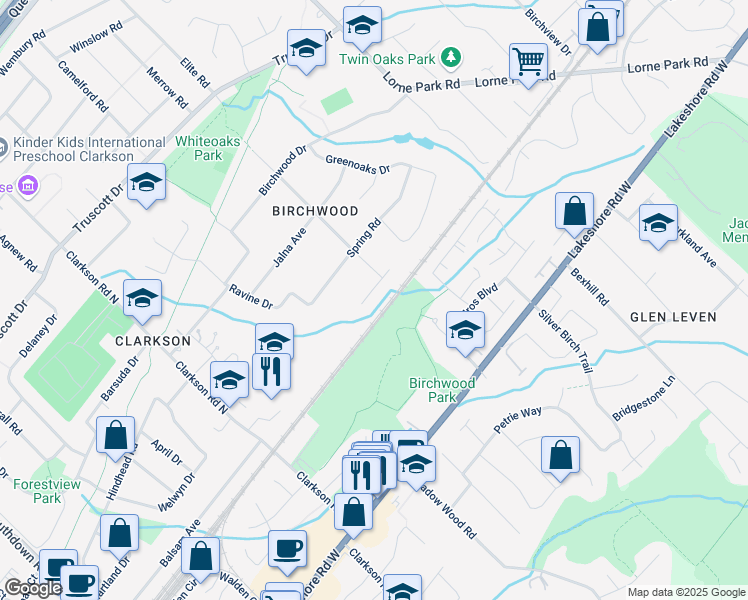 map of restaurants, bars, coffee shops, grocery stores, and more near 1556 Troika Court in Mississauga