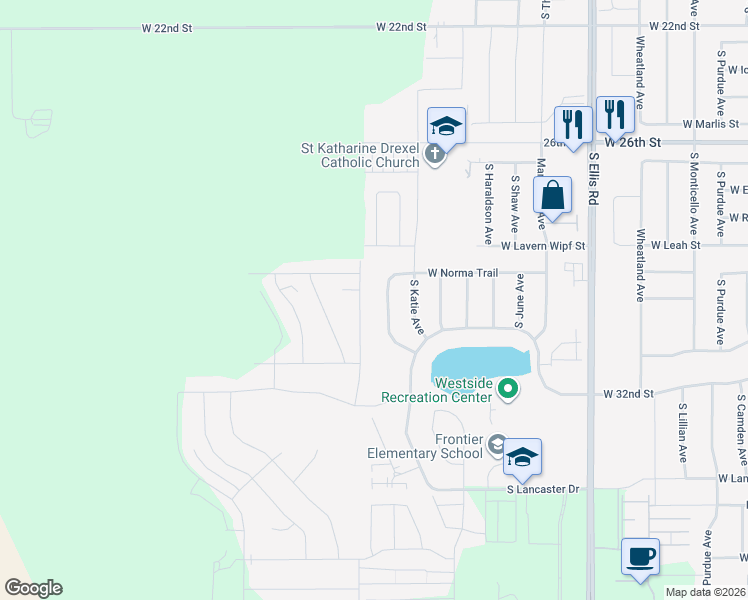 map of restaurants, bars, coffee shops, grocery stores, and more near 9234 West Norma Trail in Sioux Falls