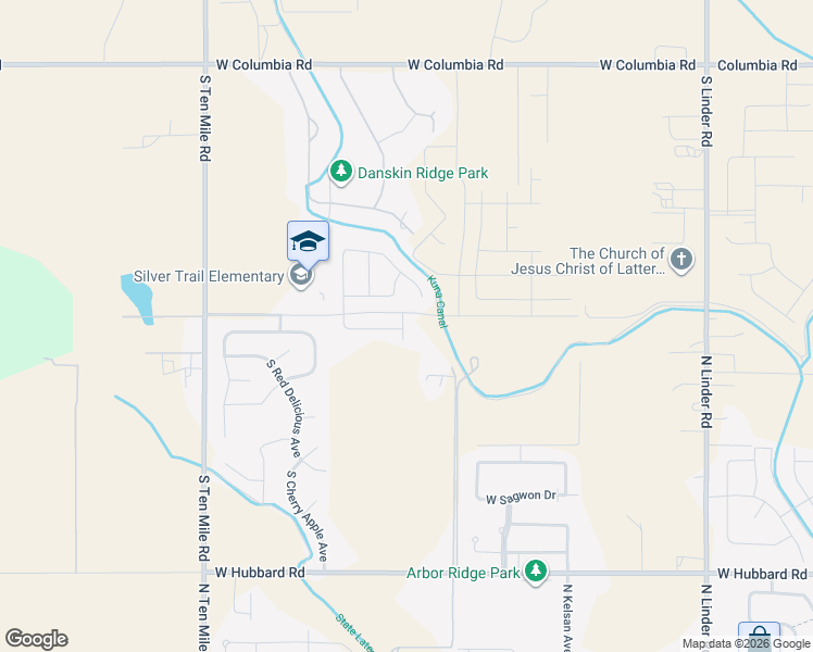 map of restaurants, bars, coffee shops, grocery stores, and more near 2581 West Pear Apple in Kuna