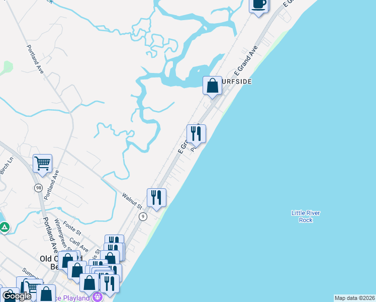 map of restaurants, bars, coffee shops, grocery stores, and more near 4 Scollard Road in Old Orchard Beach