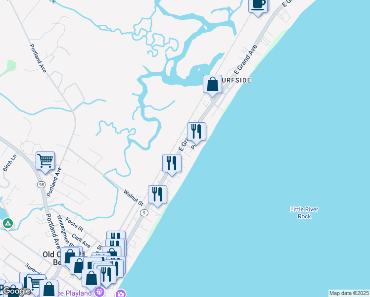 map of restaurants, bars, coffee shops, grocery stores, and more near 4 Scollard Road in Old Orchard Beach