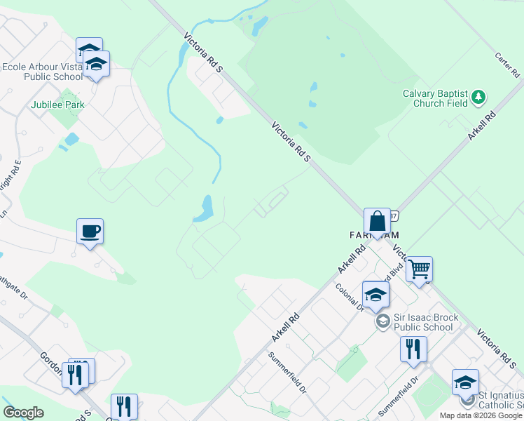 map of restaurants, bars, coffee shops, grocery stores, and more near 88 Decorso Drive in Guelph