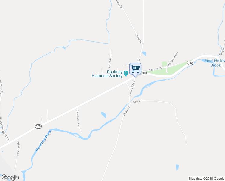 map of restaurants, bars, coffee shops, grocery stores, and more near 1368 East Main Street in Poultney