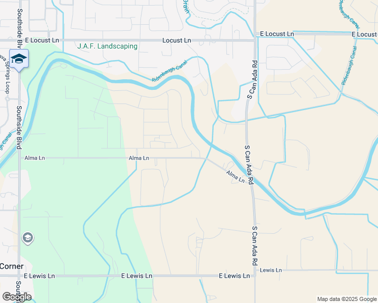 map of restaurants, bars, coffee shops, grocery stores, and more near 4210 Alma Lane in Nampa
