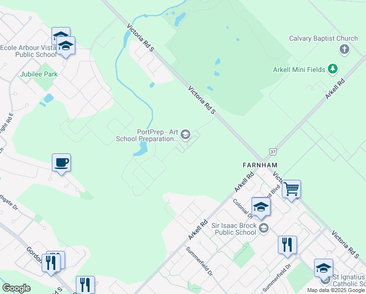 map of restaurants, bars, coffee shops, grocery stores, and more near 15-88 Decorso Drive in Guelph