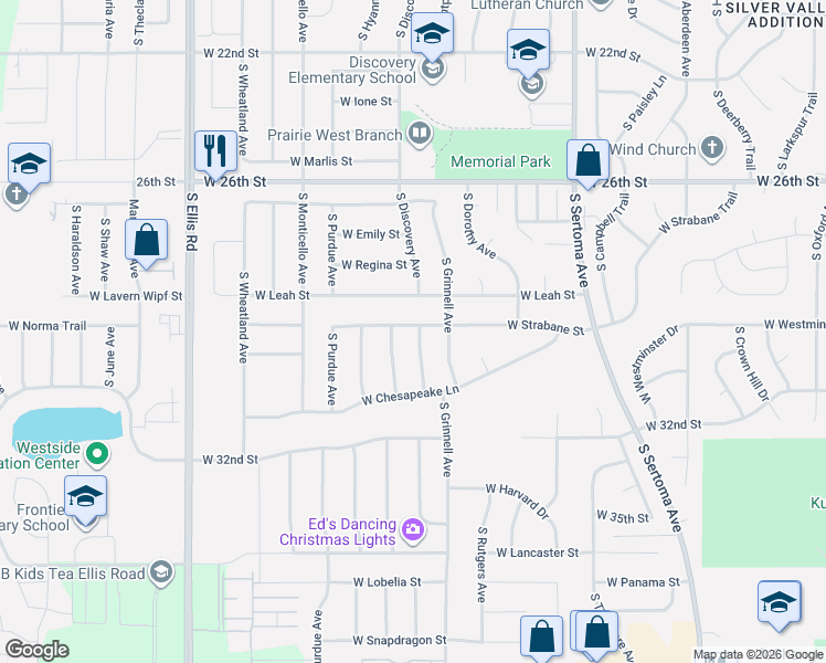 map of restaurants, bars, coffee shops, grocery stores, and more near 7600 West Strabane Street in Sioux Falls