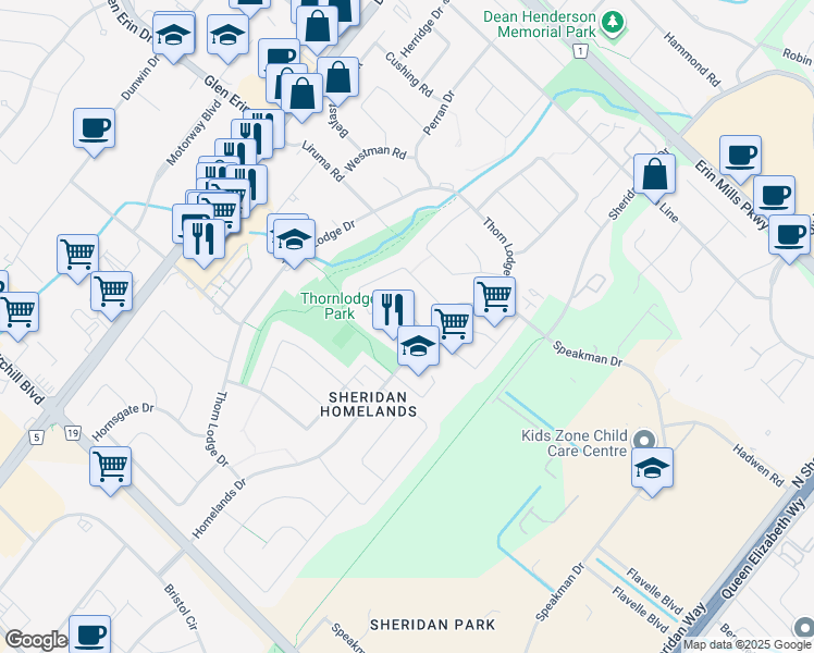 map of restaurants, bars, coffee shops, grocery stores, and more near 2467 Woking Crescent in Mississauga