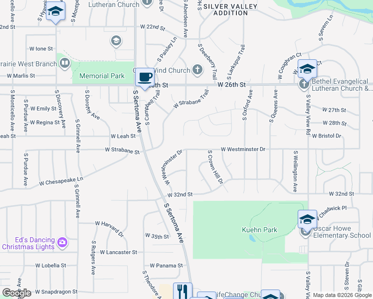 map of restaurants, bars, coffee shops, grocery stores, and more near 6798 W Westminster Dr in Sioux Falls
