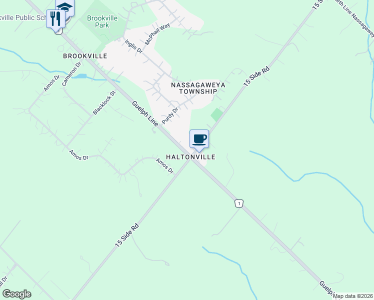map of restaurants, bars, coffee shops, grocery stores, and more near 11011 Guelph Line in Milton