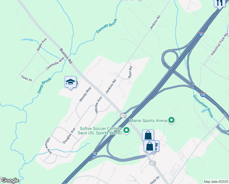 map of restaurants, bars, coffee shops, grocery stores, and more near 7 Jenkins Rd in Saco