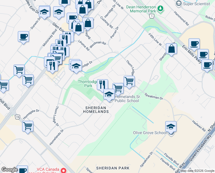 map of restaurants, bars, coffee shops, grocery stores, and more near 2489 Woking Crescent in Mississauga