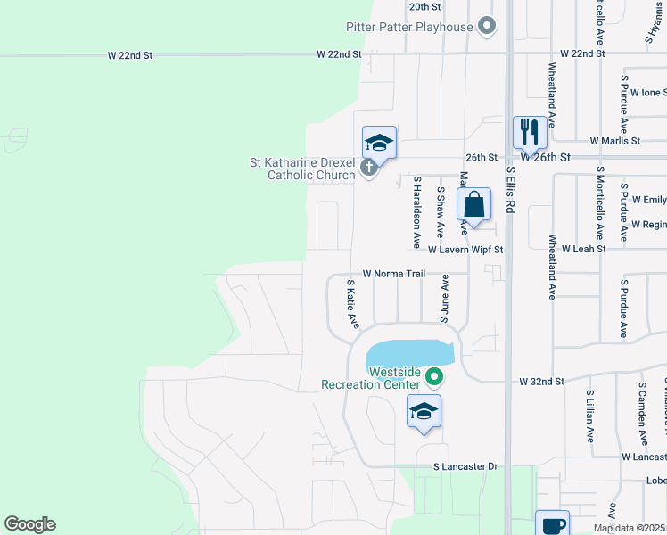 map of restaurants, bars, coffee shops, grocery stores, and more near 9208 West Norma Trail in Sioux Falls