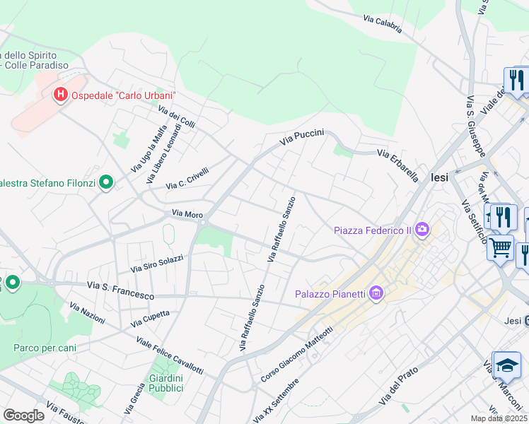 map of restaurants, bars, coffee shops, grocery stores, and more near 8 Via Lorenzo Lotto in Jesi
