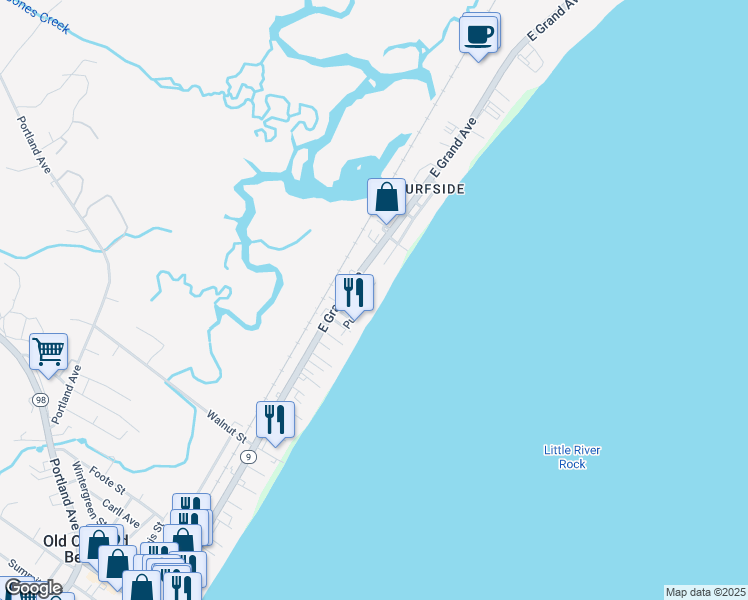 map of restaurants, bars, coffee shops, grocery stores, and more near 24 Puffin Street in Old Orchard Beach