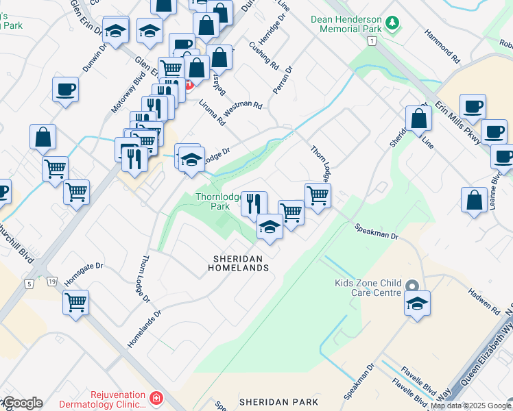 map of restaurants, bars, coffee shops, grocery stores, and more near 2467 Woking Crescent in Mississauga