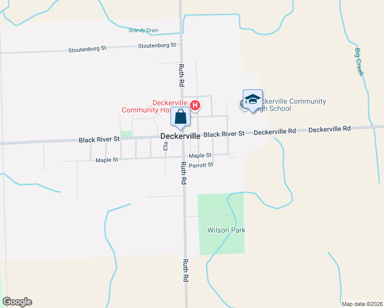 map of restaurants, bars, coffee shops, grocery stores, and more near 2515 Maple Street in Deckerville