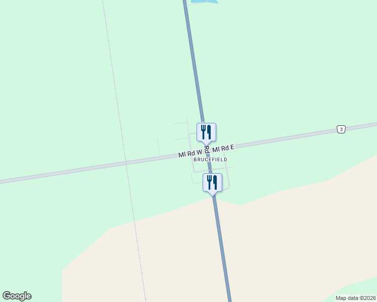 map of restaurants, bars, coffee shops, grocery stores, and more near 4-82 Mill Road in Huron County