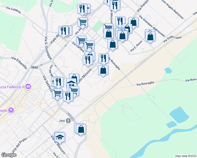map of restaurants, bars, coffee shops, grocery stores, and more near 3 Via Rocco Scotellaro in Jesi