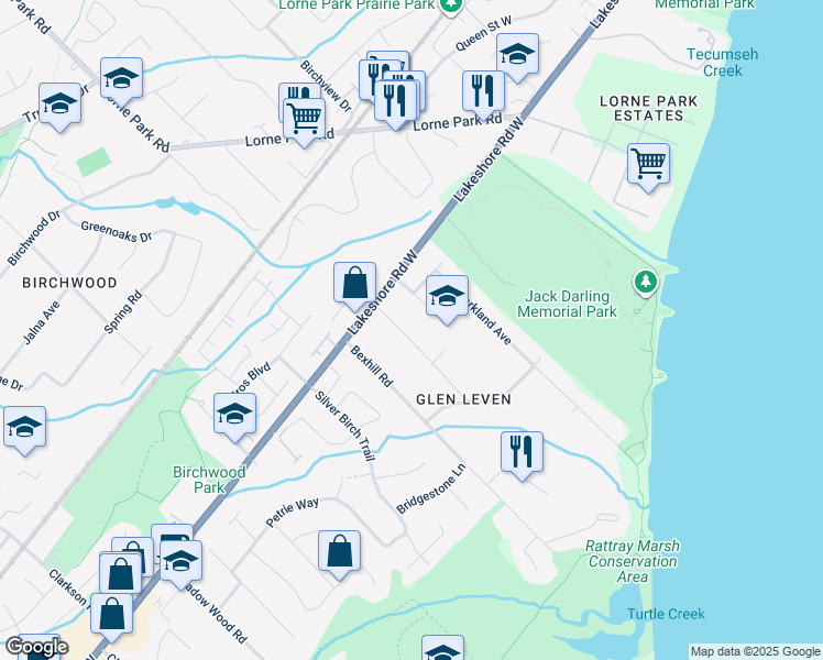 map of restaurants, bars, coffee shops, grocery stores, and more near 957 Porcupine Avenue in Mississauga