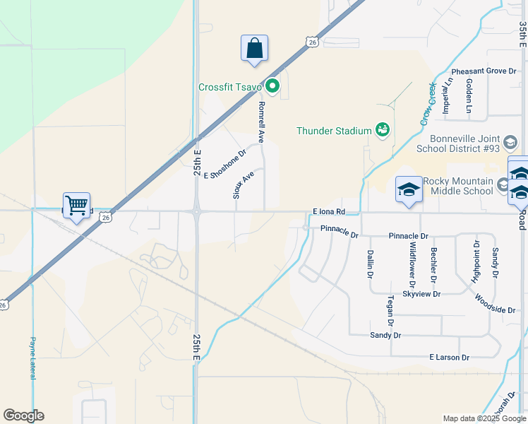 map of restaurants, bars, coffee shops, grocery stores, and more near 2698 East Iona Road in Idaho Falls