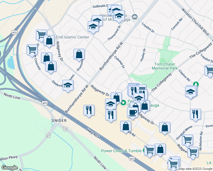 map of restaurants, bars, coffee shops, grocery stores, and more near 3469 Ingram Road in Mississauga