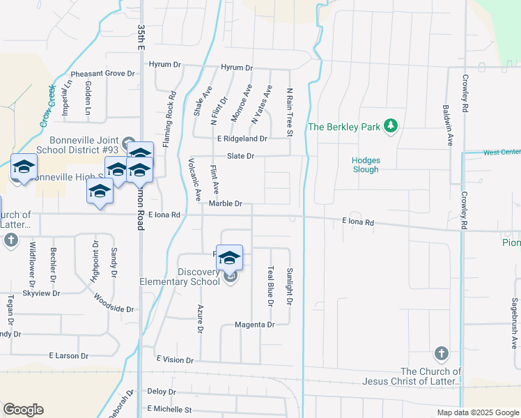 map of restaurants, bars, coffee shops, grocery stores, and more near 3868 Marble Drive in Idaho Falls