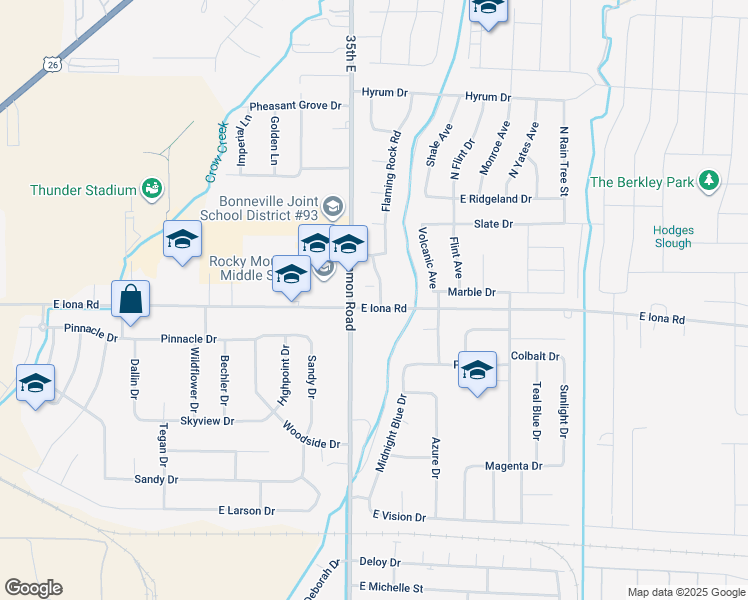 map of restaurants, bars, coffee shops, grocery stores, and more near 3300 Blaze Drive in Idaho Falls