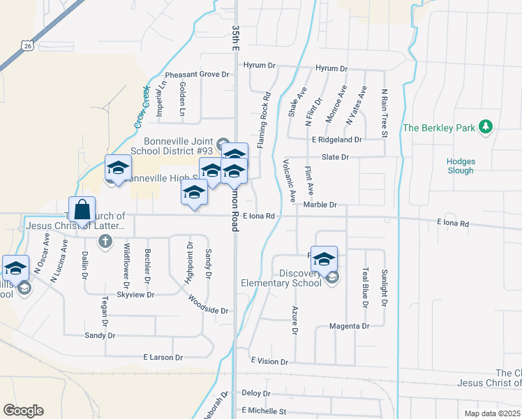 map of restaurants, bars, coffee shops, grocery stores, and more near 3300 Blaze Drive in Idaho Falls