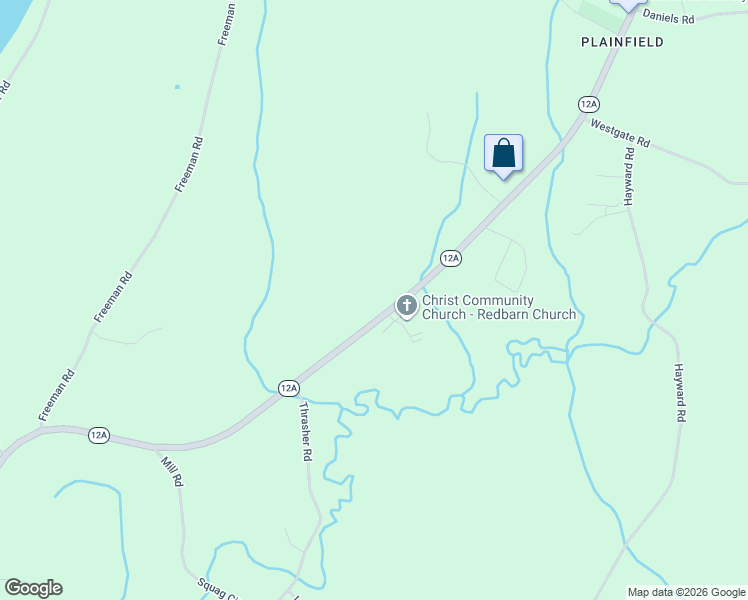 map of restaurants, bars, coffee shops, grocery stores, and more near 1274 New Hampshire 12A in Plainfield