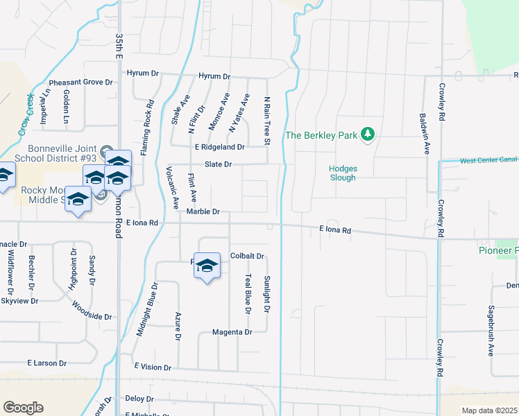 map of restaurants, bars, coffee shops, grocery stores, and more near 3915 Tanzanite Dr. in Idaho Falls