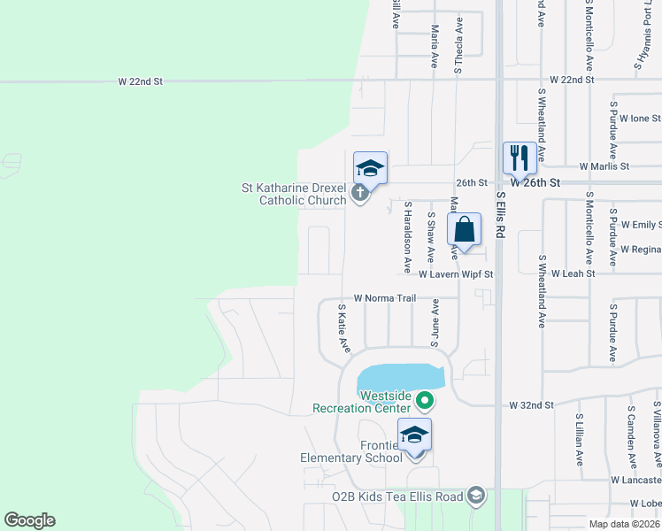 map of restaurants, bars, coffee shops, grocery stores, and more near 2001 South Katie Avenue in Sioux Falls