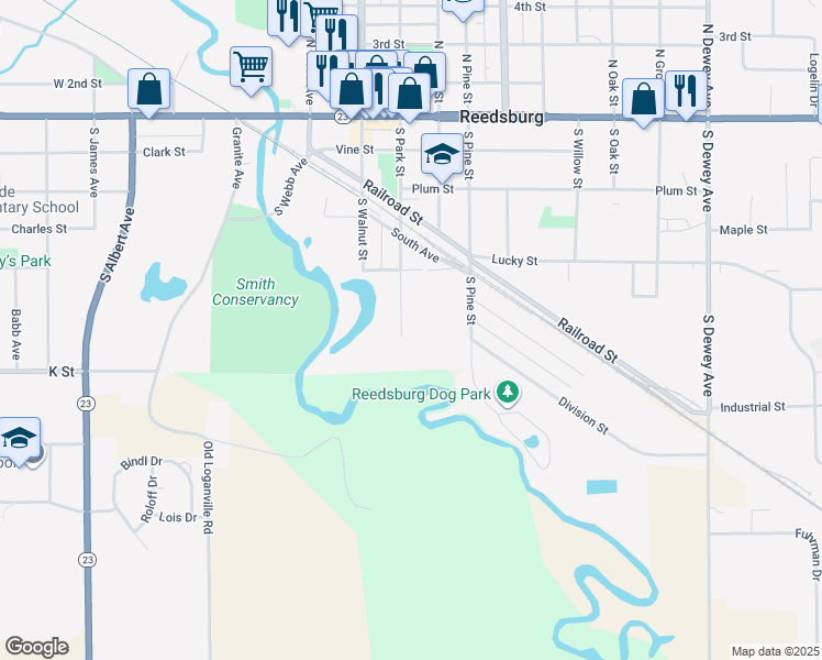 map of restaurants, bars, coffee shops, grocery stores, and more near 547 South Park Street in Reedsburg