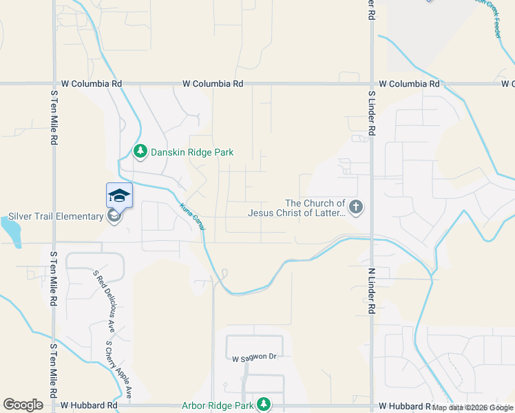 map of restaurants, bars, coffee shops, grocery stores, and more near 8624 S Danskin Ln in Meridian