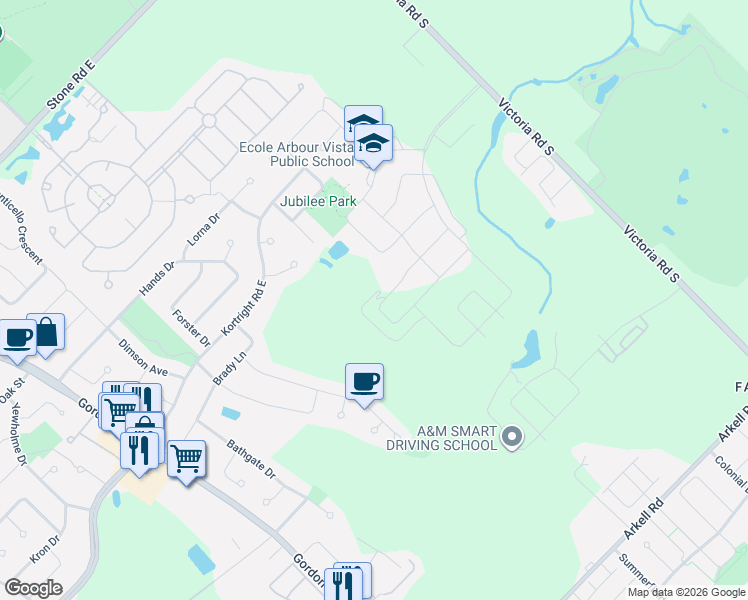 map of restaurants, bars, coffee shops, grocery stores, and more near 84 McCann Street in Guelph
