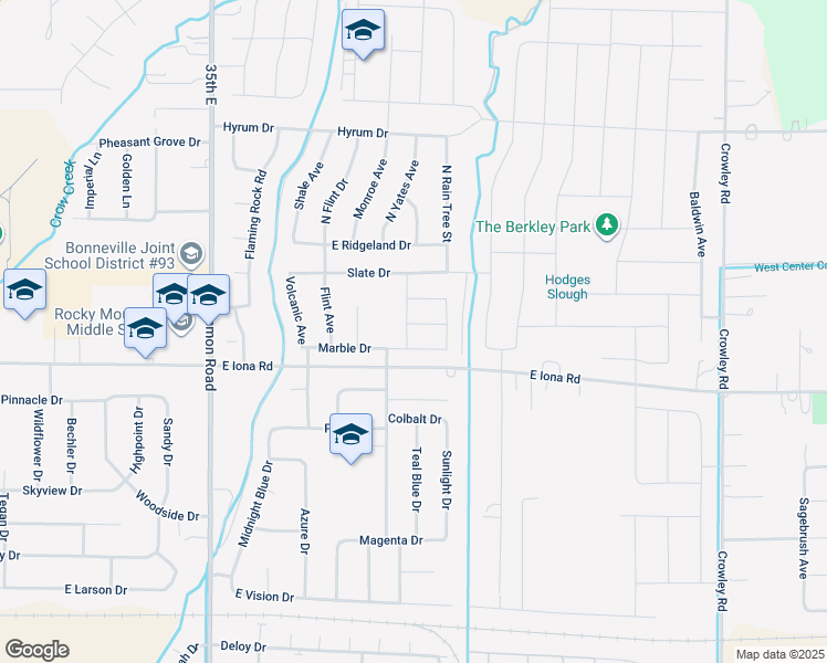 map of restaurants, bars, coffee shops, grocery stores, and more near 3872 East Tanzanite Drive in Idaho Falls