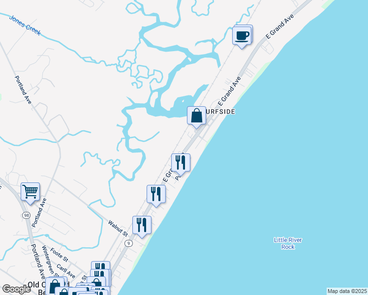 map of restaurants, bars, coffee shops, grocery stores, and more near 173 State Route 9 in Old Orchard Beach