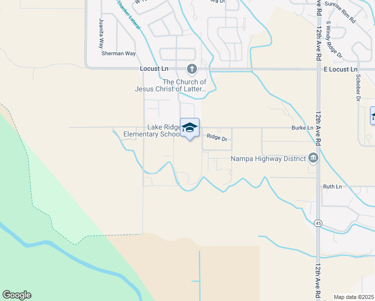 map of restaurants, bars, coffee shops, grocery stores, and more near 615 Burke Lane in Nampa