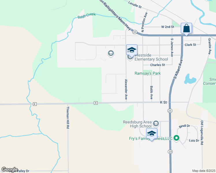 map of restaurants, bars, coffee shops, grocery stores, and more near 482 Derby Row in Reedsburg
