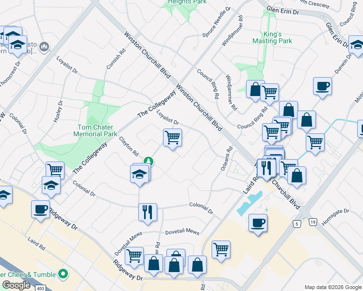 map of restaurants, bars, coffee shops, grocery stores, and more near 3181 Eden Oak Crescent in Mississauga