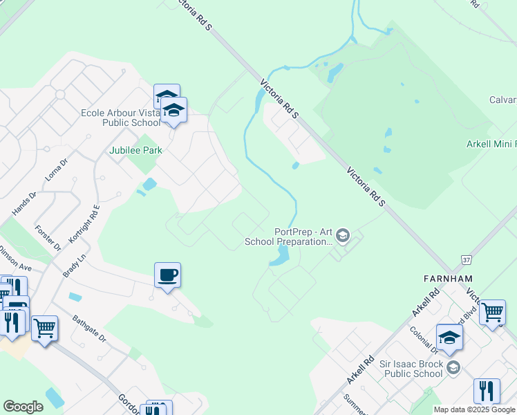 map of restaurants, bars, coffee shops, grocery stores, and more near 196 MacAlister Boulevard in Guelph