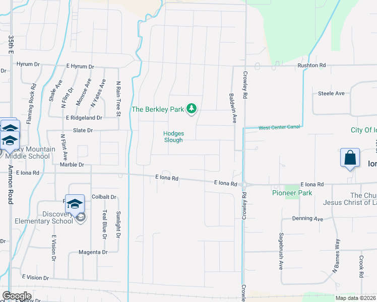 map of restaurants, bars, coffee shops, grocery stores, and more near 4241 East Marlin Ave in Ammon